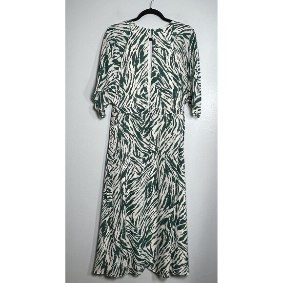BA&SH Vee Wrap-effect Midi Lady Dress Size Small Green White NEW Animal Print - Picture 9 of 14
